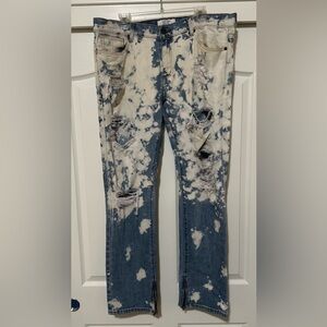 Men’s Golden Denim Distressed Bleached‎ Dyed Men's Jeans. Size 38.